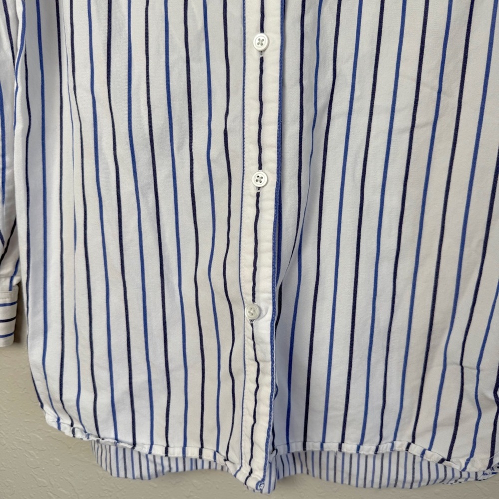 Madewell classic ex-boyfriend button up long sleeve blue white stripe tomboy S - Picture 4 of 9
